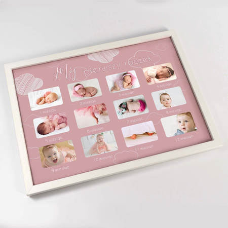 Ramka na zdjęcia MÓJ PIERWSZY ROCZEK - DZIEWCZYNKA 21x30 cm z passe partout