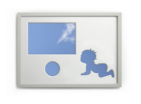 Ramka na zdjęcia do pokoju dziecięcego 21x30 cm biała z białym passe partout