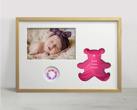 Ramka na zdjęcia do pokoju dziecięcego 21x30 cm jasne drewno z białym passe partout