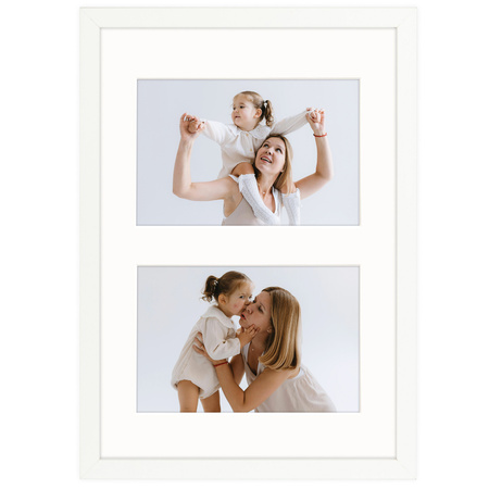 Biała Foto Galeria 21x30 cm Ramka na 2 zdjęcia 10x15 cm z Passe Partou