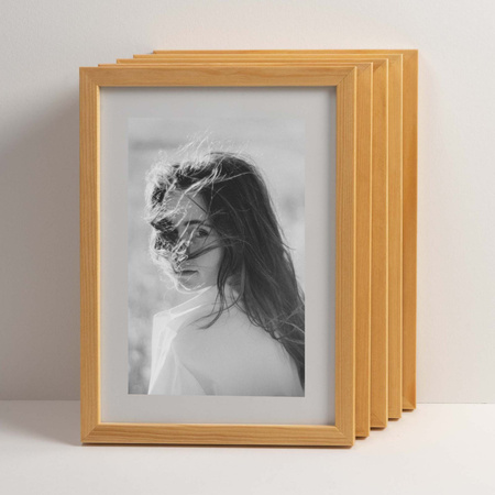 Pakiet 5 szt. naturalnych ramek drewnianych na zdjęcia PINIA 0 21x30 cm