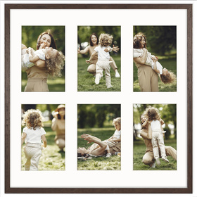 Foto Galeria 40x40 cm kolor brązowy Ramka na 6 zdjęć 10x15 cm z Passe Partout