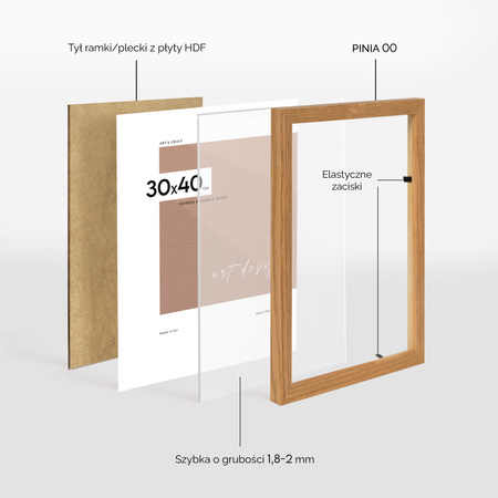 Ramka drewniana kolor dąb PINIA 00 30x40 cm