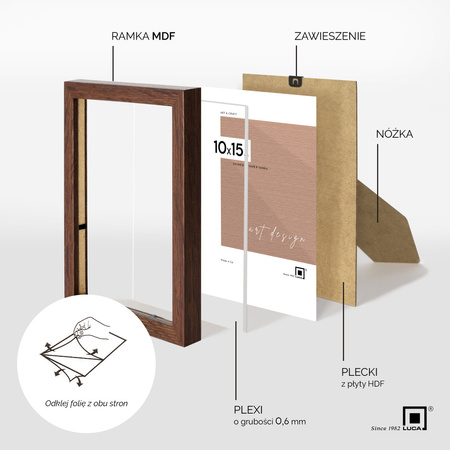 Pakiet 5 szt. brązowych ramek na zdjęcia FDM M6 10x15 cm