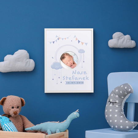 Personalizowana Ramka dla Dzieci 30x40 cm biała z passe partout