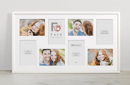 Duża ramka na wiele zdjęć biała 33x60 cm - 8 zdjęć