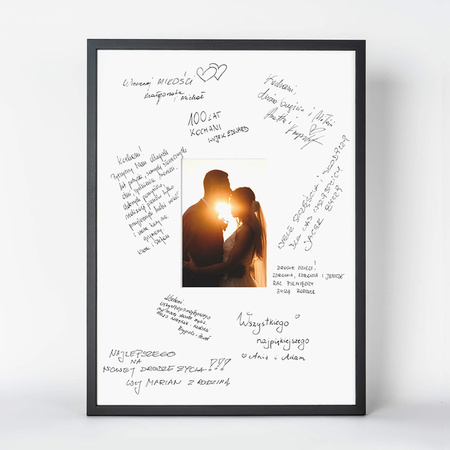 Ramka na WESELE PAMIĄTKOWA 30x40 cm czarna z białym passe partout