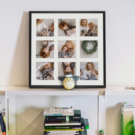 Foto Galeria 40x40 cm czarna Ramka na 9 zdjęć 10x10 cm z Passe Partout