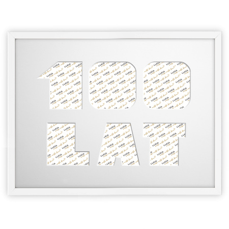 Ramka na URODZINY 30x40 cm w kolorze białym z białym passe partout