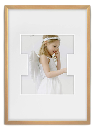 Ramka na zdjęcia LITERKA "I" 21x30 cm jasne drewno z białym passe partout