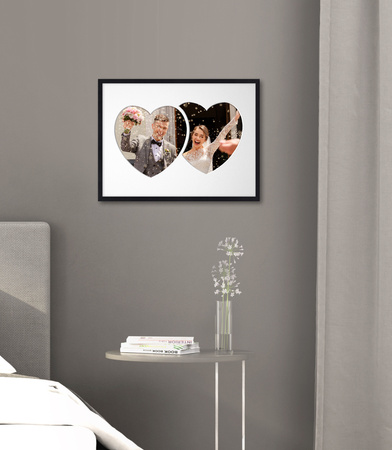Ramka DWA SERCA 30x40 cm w kolorze czarnym z białym passe partout