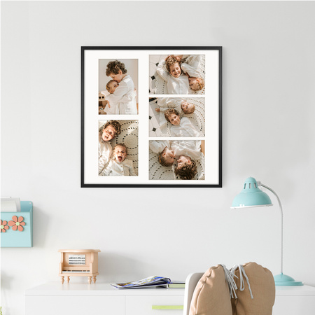 Foto Galeria 50x50 cm czarna Ramka na 5 zdjęć 15x21 cm z Passe Partout