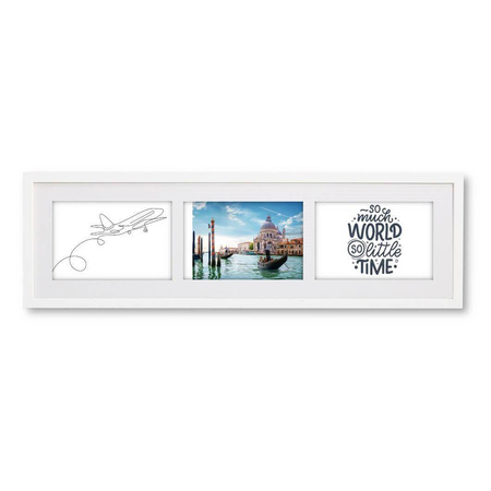 Ramka na 3 zdjęcia biała 18x66 cm