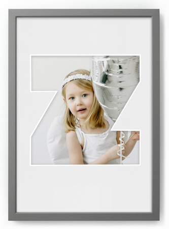 Ramka na zdjęcia LITERKA "Z" 21x30 cm szara z białym z passe partout