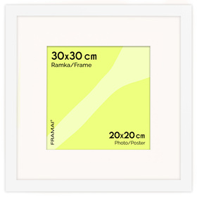 Biała ramka na zdjęcia HEN PASS 1 30x30 cm z passe partout (20x20)