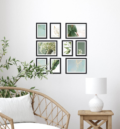 Zestaw czarnych ramek PINIA 2 GF0027 - galeria ramek na 9 zdjęć