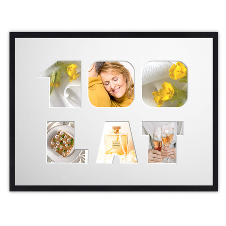 Ramka na URODZINY 30x40 cm w kolorze czarnym z białym passe partout