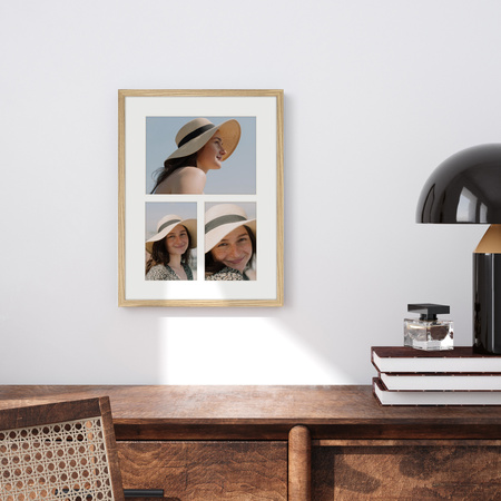 Foto Galeria 30x40 cm kolor dębowy Ramka na 3 zdjęcia 10x15 cm 15x21 cm z Passe Partout