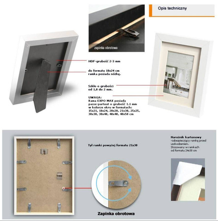 Biała ramka z passe partout EXPO MAX 1 40x50 cm (30x40 cm)