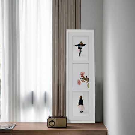 Ramka na 3 zdjęcia biała 18x66 cm