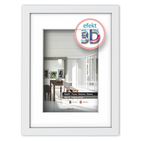 Biała ramka przestrzenna Efekt 3D 25x25 cm (15,5x15,5 cm)