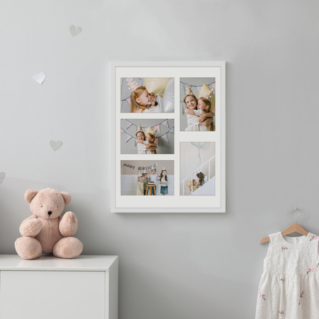 Foto Galeria 30x40 cm kolor biały Ramka na 5 zdjęcia 10x15 cm z Passe Partout