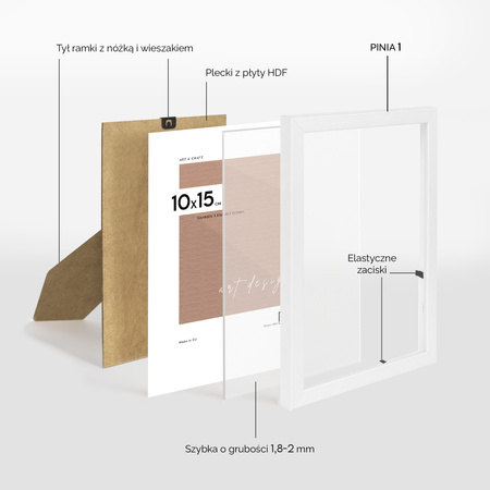Biała ramka drewniana PINIA 1 10x15 cm