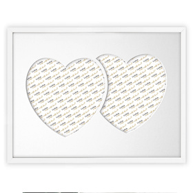 Ramka DWA SERCA 30x40 cm w kolorze białym z białym passe partout