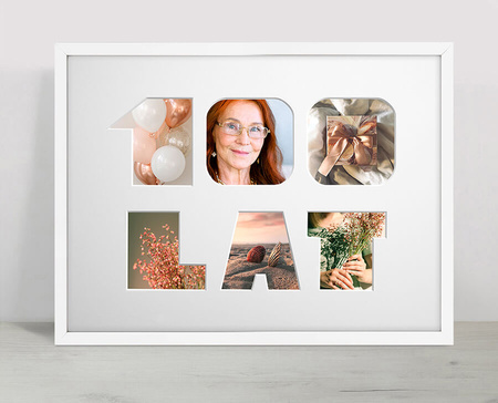 Ramka na URODZINY 30x40 cm w kolorze białym z białym passe partout