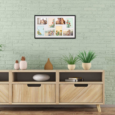 Duża ramka na wiele zdjęć czarna 33x60 cm - 8 zdjęć