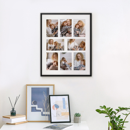 Duża ramka na wiele zdjęć czarna 40x50 cm A - 8 zdjęć