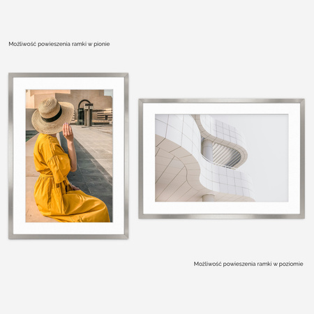 Srebrna ramka na zdjęcia HEN PASS S 50x70 cm z passe partout (40x60 cm)