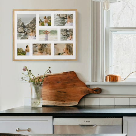 Foto Galeria 40x50 cm kolor dębowy Ramka na 7 zdjęć 10x10 cm 10x15 cm 15x21 cm z Passe Partout