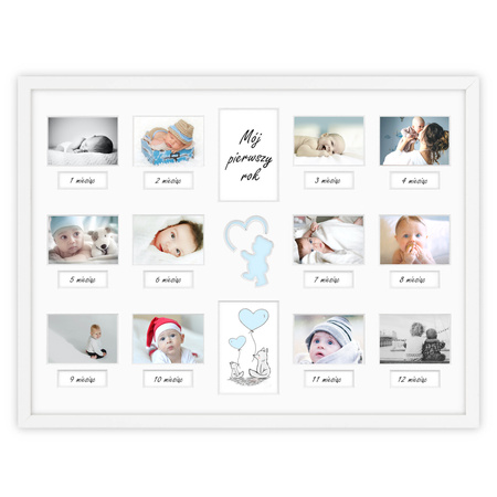 Ramka na zdjęcia PIERWSZY ROCZEK DZIECKA - CHŁOPIEC 30x40 cm z passe partout