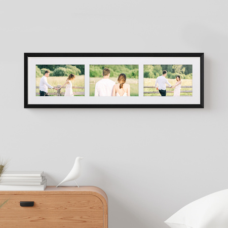 Ramka na 3 zdjęcia czarna 18x66 cm