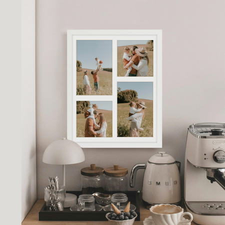 Foto Galeria 24x30 cm biała Ramka na 4 zdjęcia 10x15 cm 10x10 cm z Passe Partout