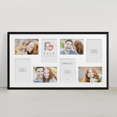 Duża ramka na wiele zdjęć czarna 33x60 cm - 8 zdjęć