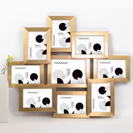 Multirama MULTI HEN Z ramka na zdjęcia na 9 zdjęć - złota