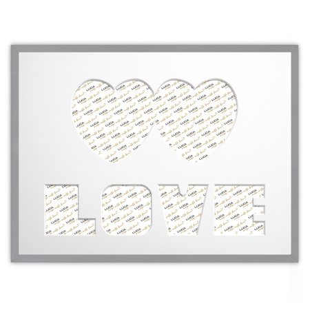 Ramka na zdjęcia LOVE 30x40 cm szara z białym passe partout