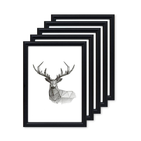 Pakiet 5 szt. czarnych ramek drewnianych na zdjęcia HIT 02 10x15 cm