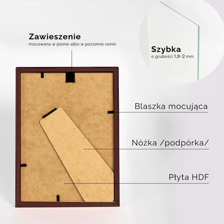 Brązowa ramka drewniana PINIA 3 15x21 cm