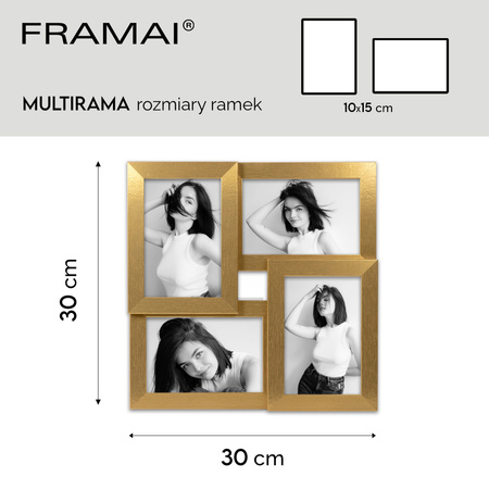 Multirama MULTI HEN 2 ramka na zdjęcia. Złota multirama na cztery zdjęcia