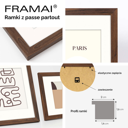 Brązowa ramka na zdjęcia HEN PASS 4 70X100 cm z passe partout (50x70 cm)