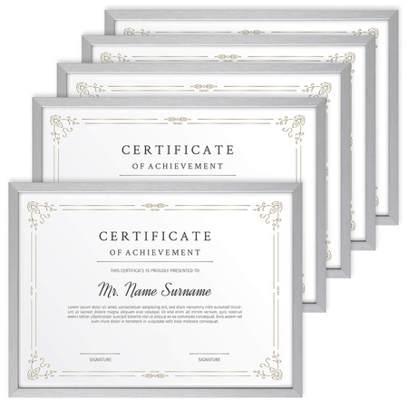 Pakiet 5 szt. srebrnych ramek drewnianych na zdjęcia PINIA S 21x30 cm