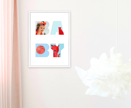 Ramka BABY 30x40 cm w kolorze białym z białym passe partout