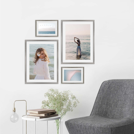 Srebrna ramka drewniana na zdjęcia DRWA FS 40x50 cm