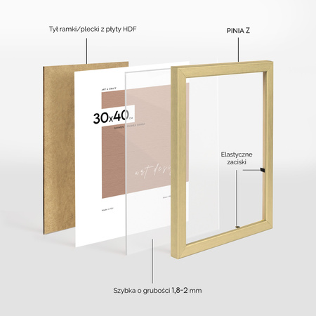 Złota ramka drewniana na zdjęcia PINIA Z 30x40 cm