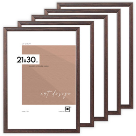 Pakiet 5 szt. ciemno brązowych ramek drewnianych na zdjęcia DRWA 44 21x30 cm