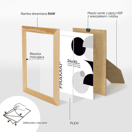 Ramka z drewna surowego na zdjęcia RAW 24x30 cm