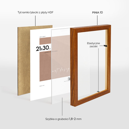 Jasno brązowa ramka drewniana PINIA 10 - 21x30 cm